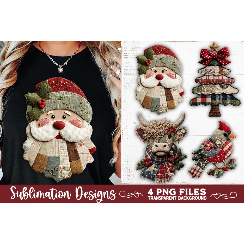 Preppy Rustic Christmas Patchwork Sublimation Designs (25) 2