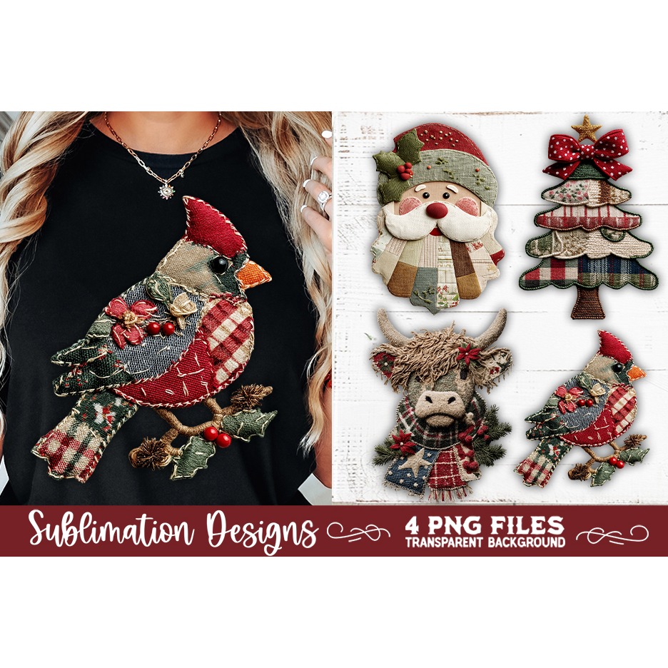 Preppy Rustic Christmas Patchwork Sublimation Designs (25) 3
