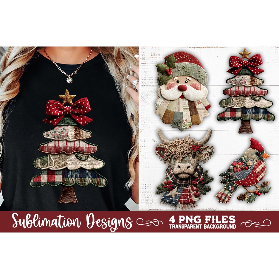 Preppy Rustic Christmas Patchwork Sublimation Designs (25) 4