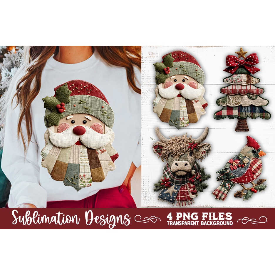 Preppy Rustic Christmas Patchwork Sublimation Designs (25) 5