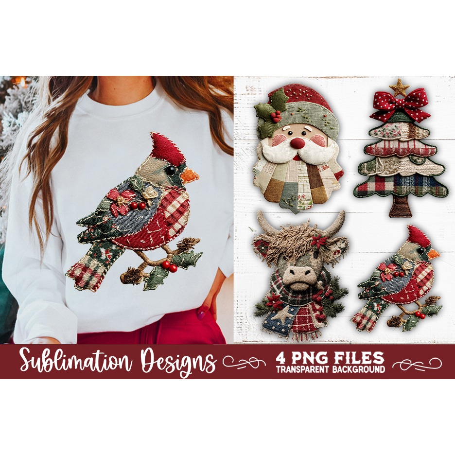 Preppy Rustic Christmas Patchwork Sublimation Designs (25) 6