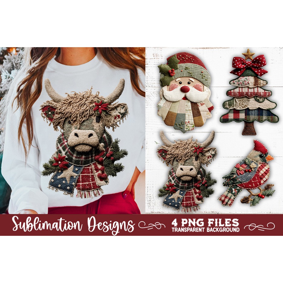 Preppy Rustic Christmas Patchwork Sublimation Designs (25) 7