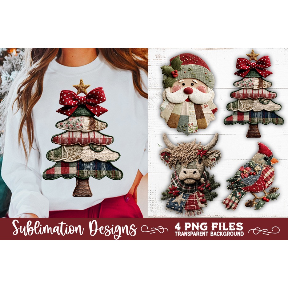 Preppy Rustic Christmas Patchwork Sublimation Designs (25) 8