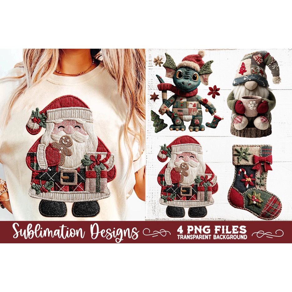 Preppy Rustic Christmas Patchwork Sublimation Designs (3)