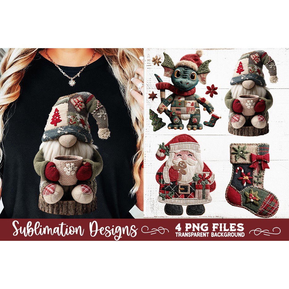 Preppy Rustic Christmas Patchwork Sublimation Designs (3) 2