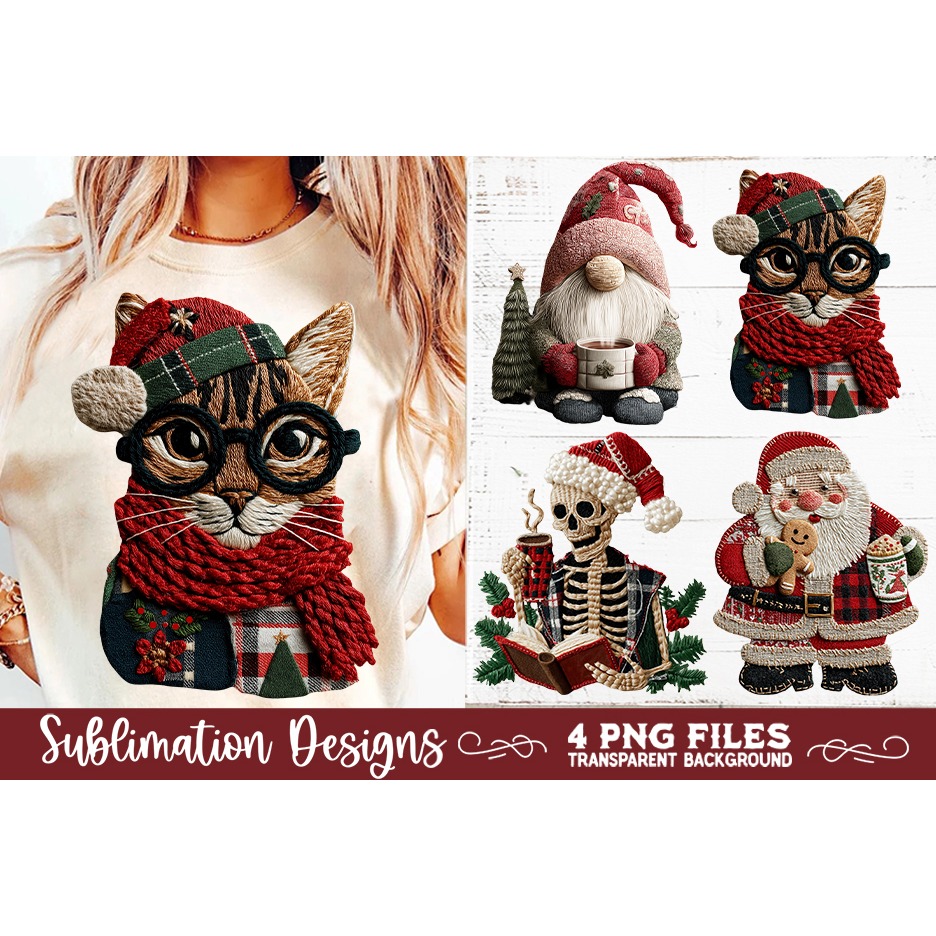 Preppy Rustic Christmas Patchwork Sublimation Designs 4