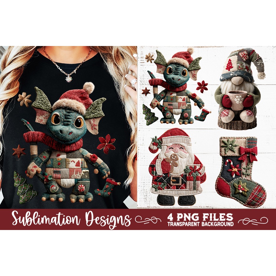 Preppy Rustic Christmas Patchwork Sublimation Designs (3) 5