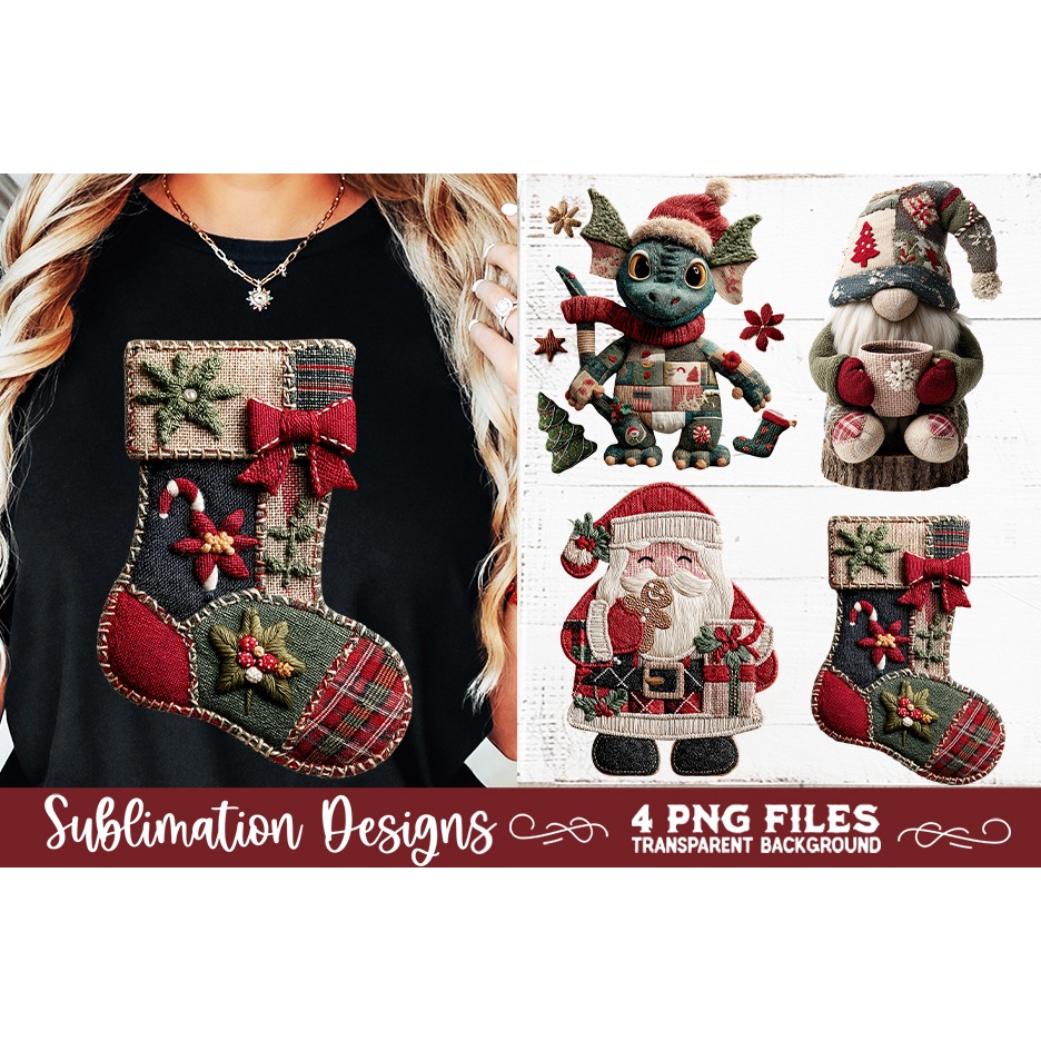 Preppy Rustic Christmas Patchwork Sublimation Designs (3) 7