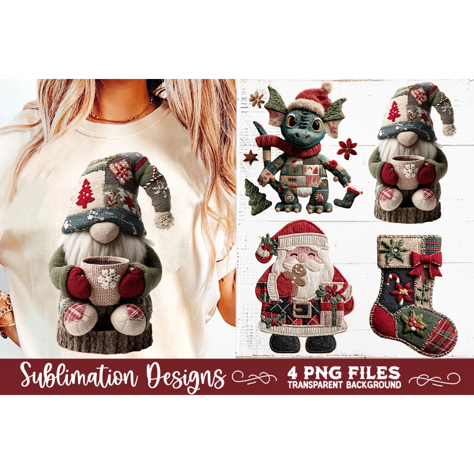 Preppy Rustic Christmas Patchwork Sublimation Designs (3) 8