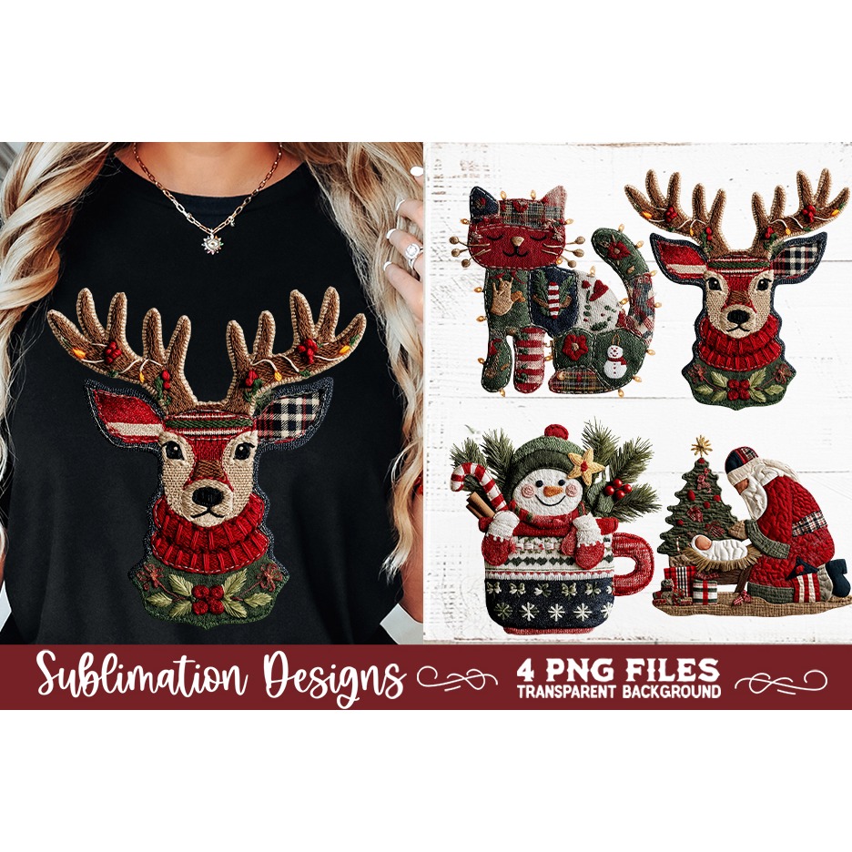 Preppy Rustic Christmas Patchwork Sublimation Designs (4)
