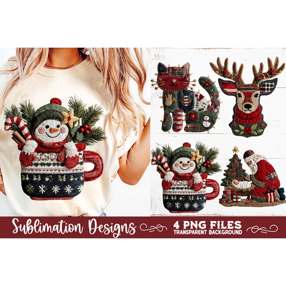 Preppy Rustic Christmas Patchwork Sublimation Designs (4) 3