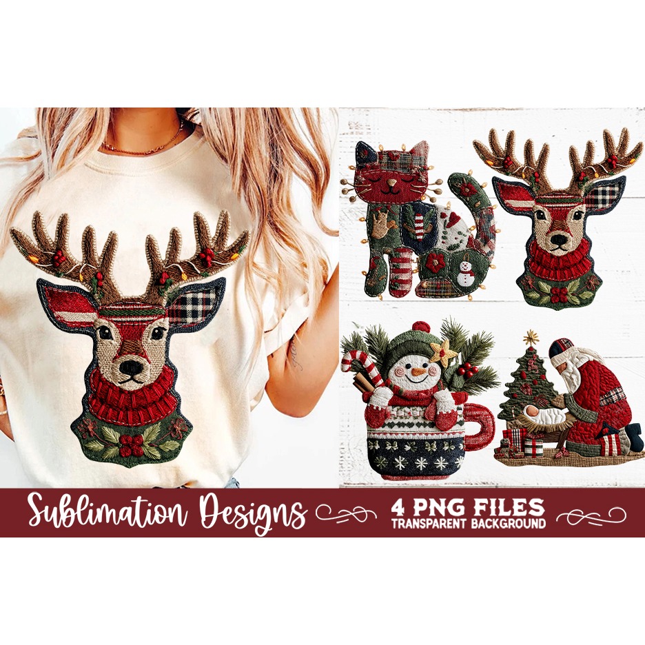 Preppy Rustic Christmas Patchwork Sublimation Designs (4) 5