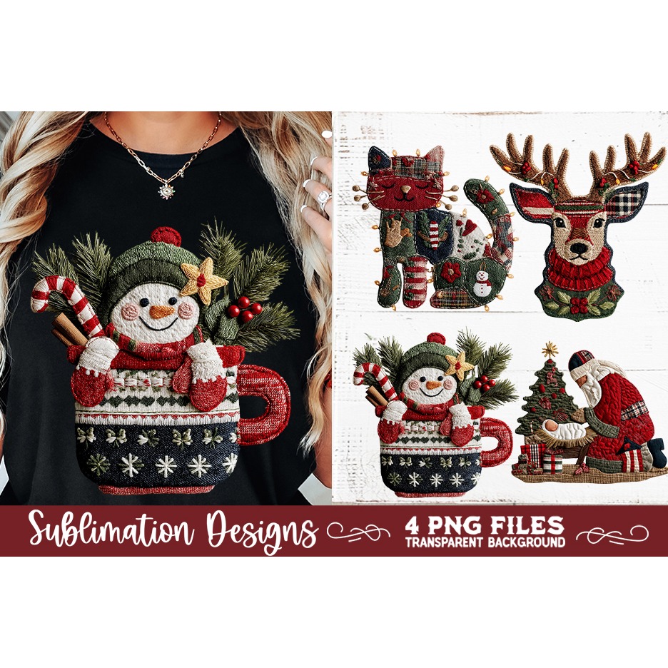 Preppy Rustic Christmas Patchwork Sublimation Designs (4) 6