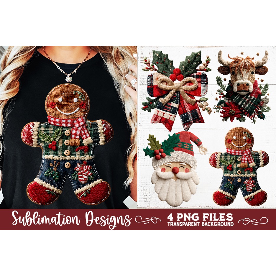 Preppy Rustic Christmas Patchwork Sublimation Designs (5) 2