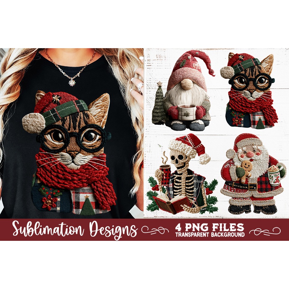 Preppy Rustic Christmas Patchwork Sublimation Designs 6
