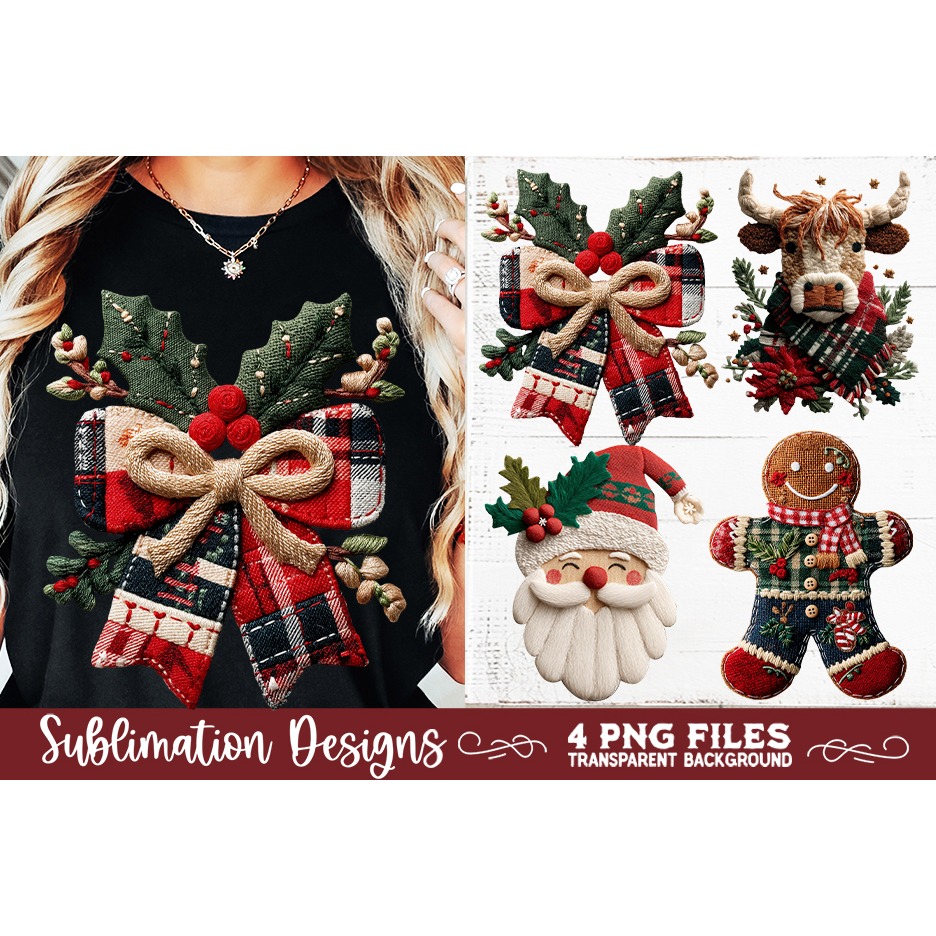 Preppy Rustic Christmas Patchwork Sublimation Designs (5) 3