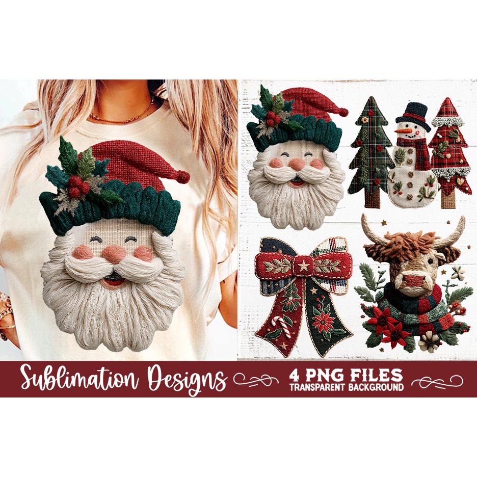 Preppy Rustic Christmas Patchwork Sublimation Designs (6) 2