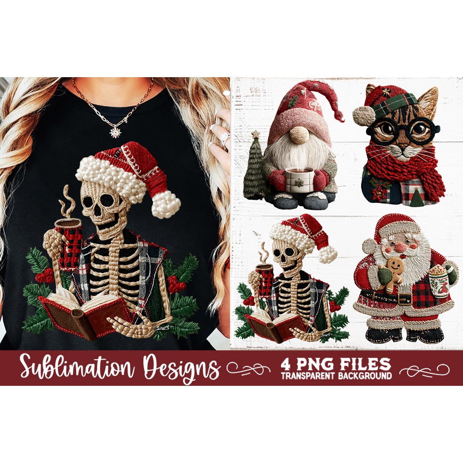 Preppy Rustic Christmas Patchwork Sublimation Designs 7