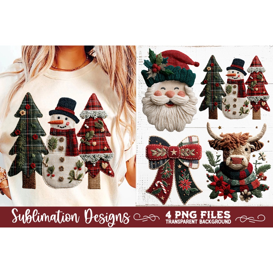 Preppy Rustic Christmas Patchwork Sublimation Designs (6) 3