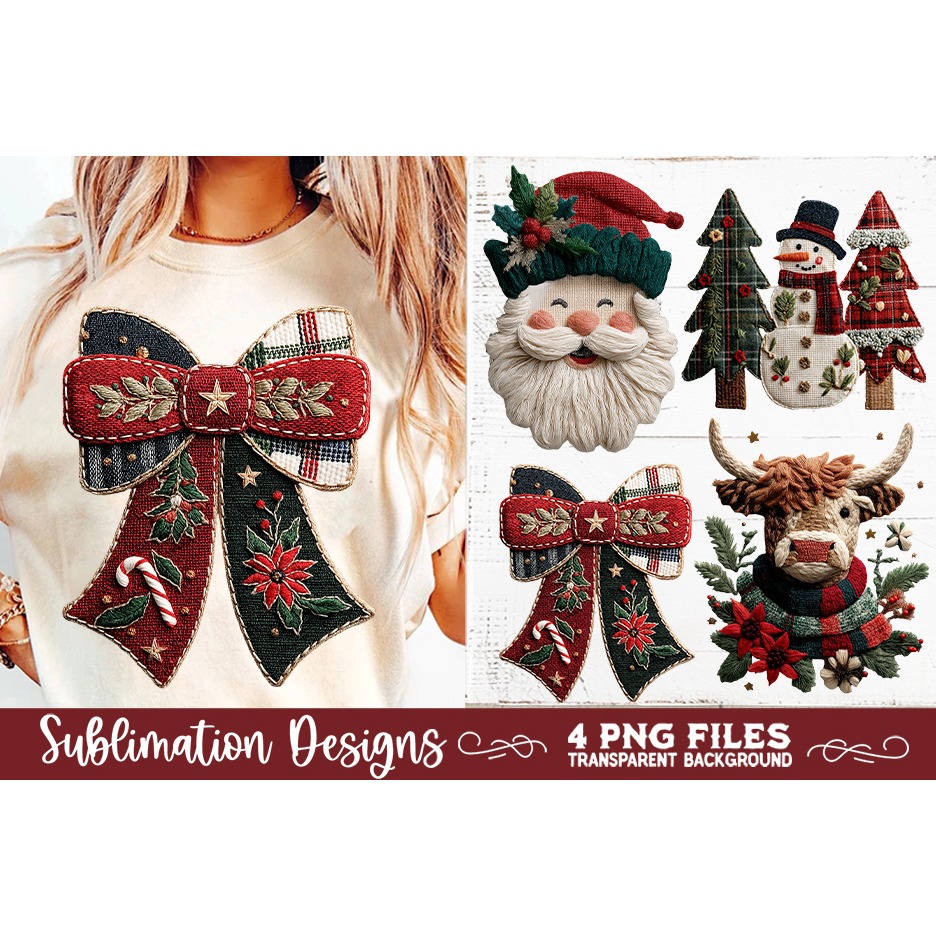 Preppy Rustic Christmas Patchwork Sublimation Designs (6) 4