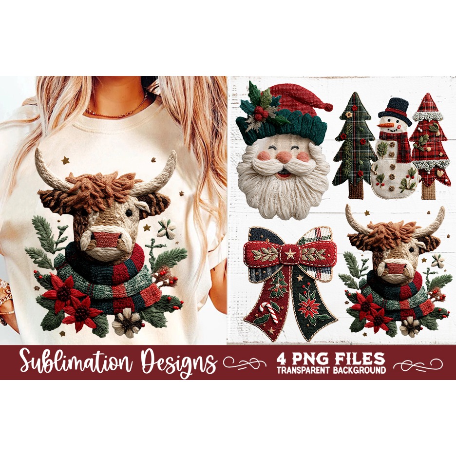 Preppy Rustic Christmas Patchwork Sublimation Designs (6) 5