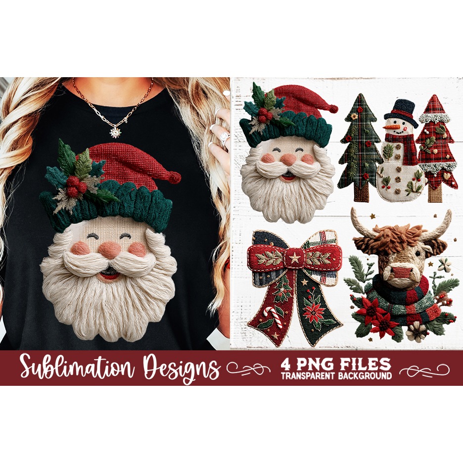 Preppy Rustic Christmas Patchwork Sublimation Designs (6) 6