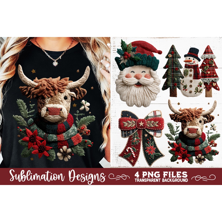 Preppy Rustic Christmas Patchwork Sublimation Designs (6) 7