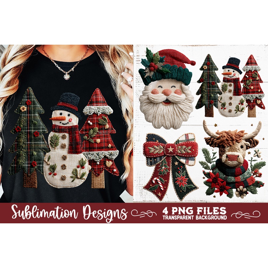 Preppy Rustic Christmas Patchwork Sublimation Designs (6) 8