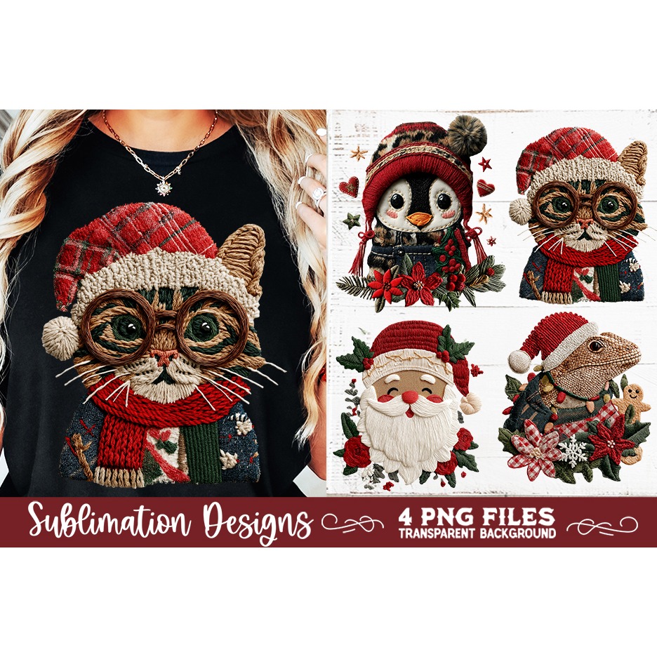 Preppy Rustic Christmas Patchwork Sublimation Designs (7) 2