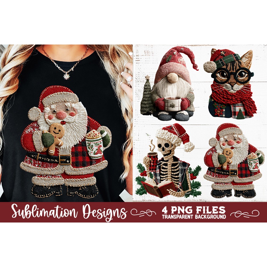 Preppy Rustic Christmas Patchwork Sublimation Designs 8