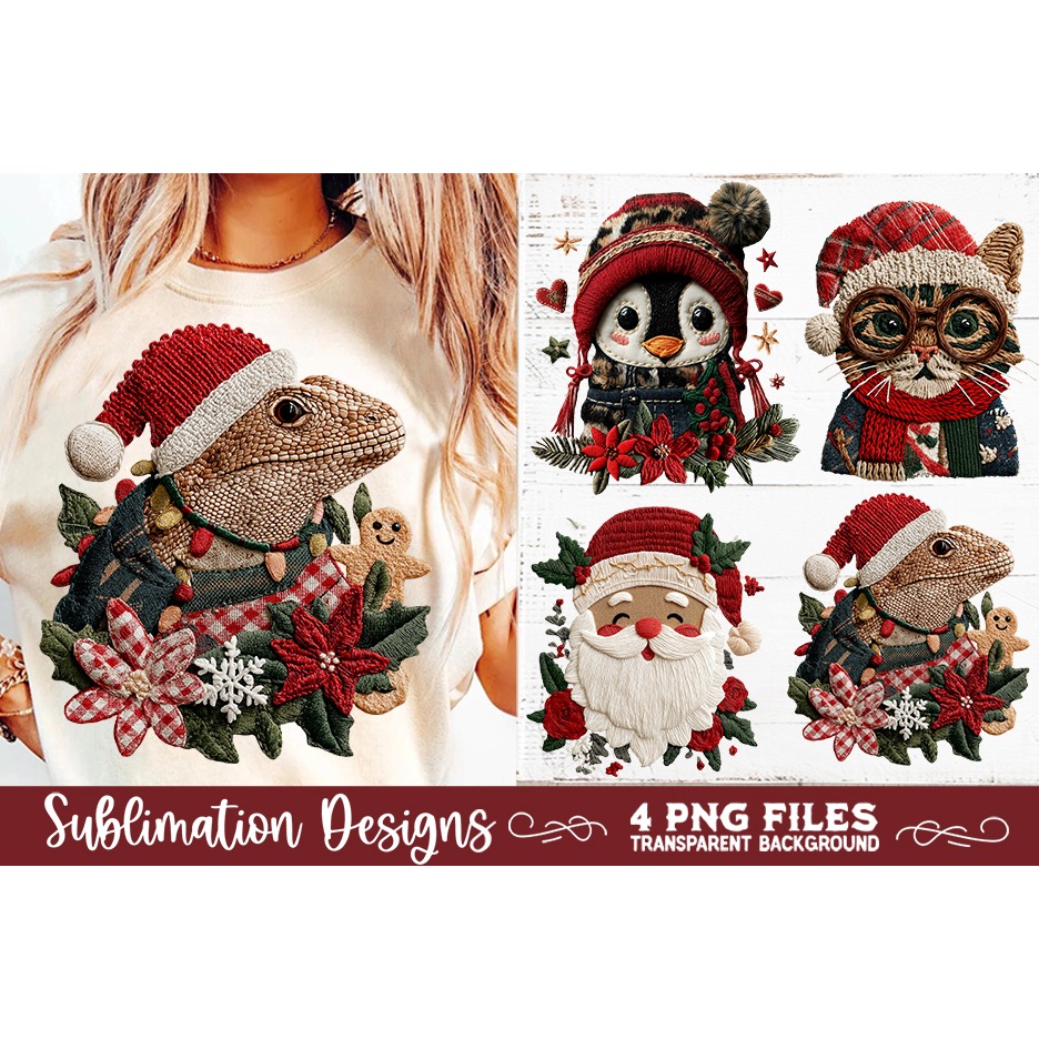 Preppy Rustic Christmas Patchwork Sublimation Designs (7) 8