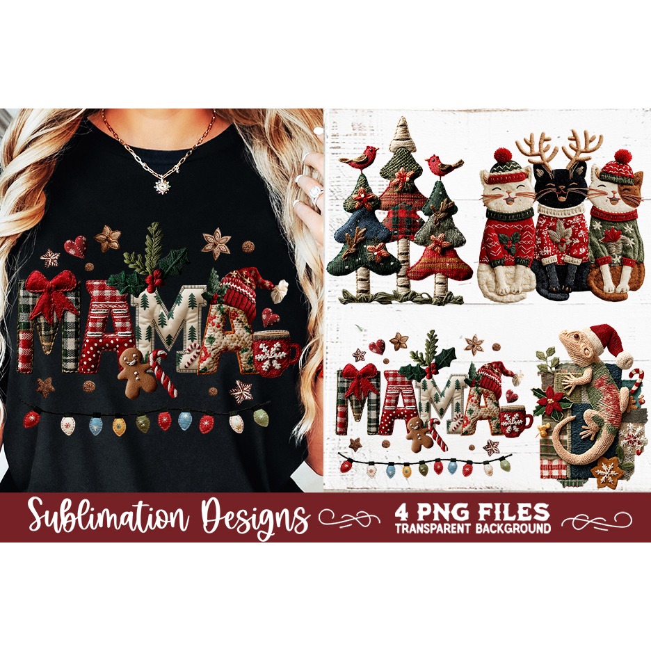 Preppy Rustic Christmas Patchwork Sublimation Designs (8)