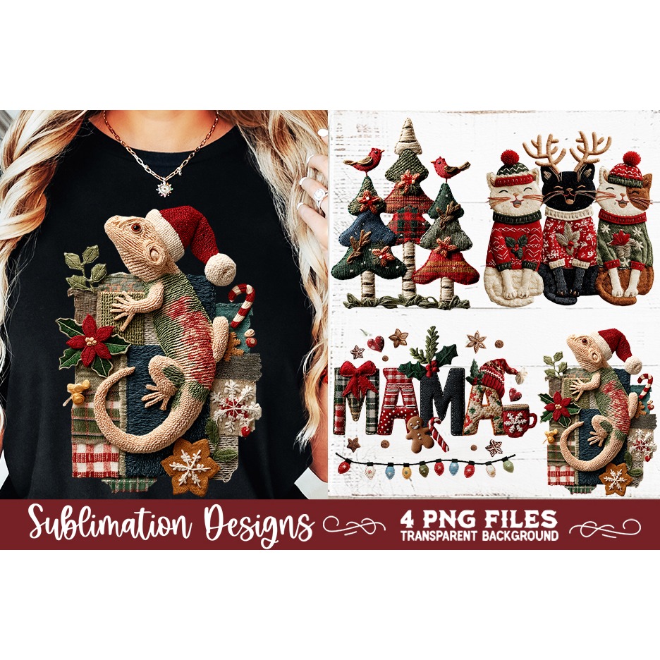 Preppy Rustic Christmas Patchwork Sublimation Designs (8) 2