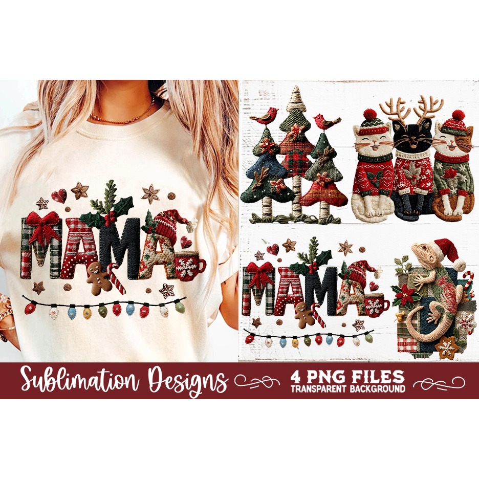 Preppy Rustic Christmas Patchwork Sublimation Designs (8) 3