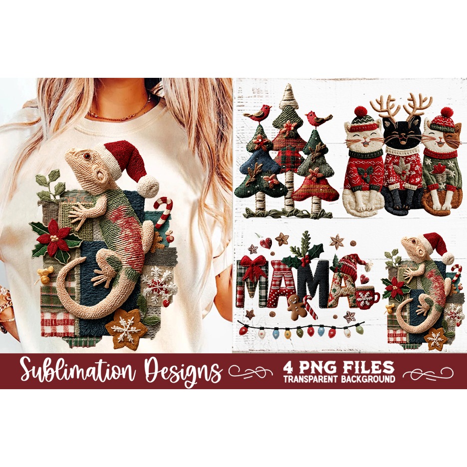 Preppy Rustic Christmas Patchwork Sublimation Designs (8) 4