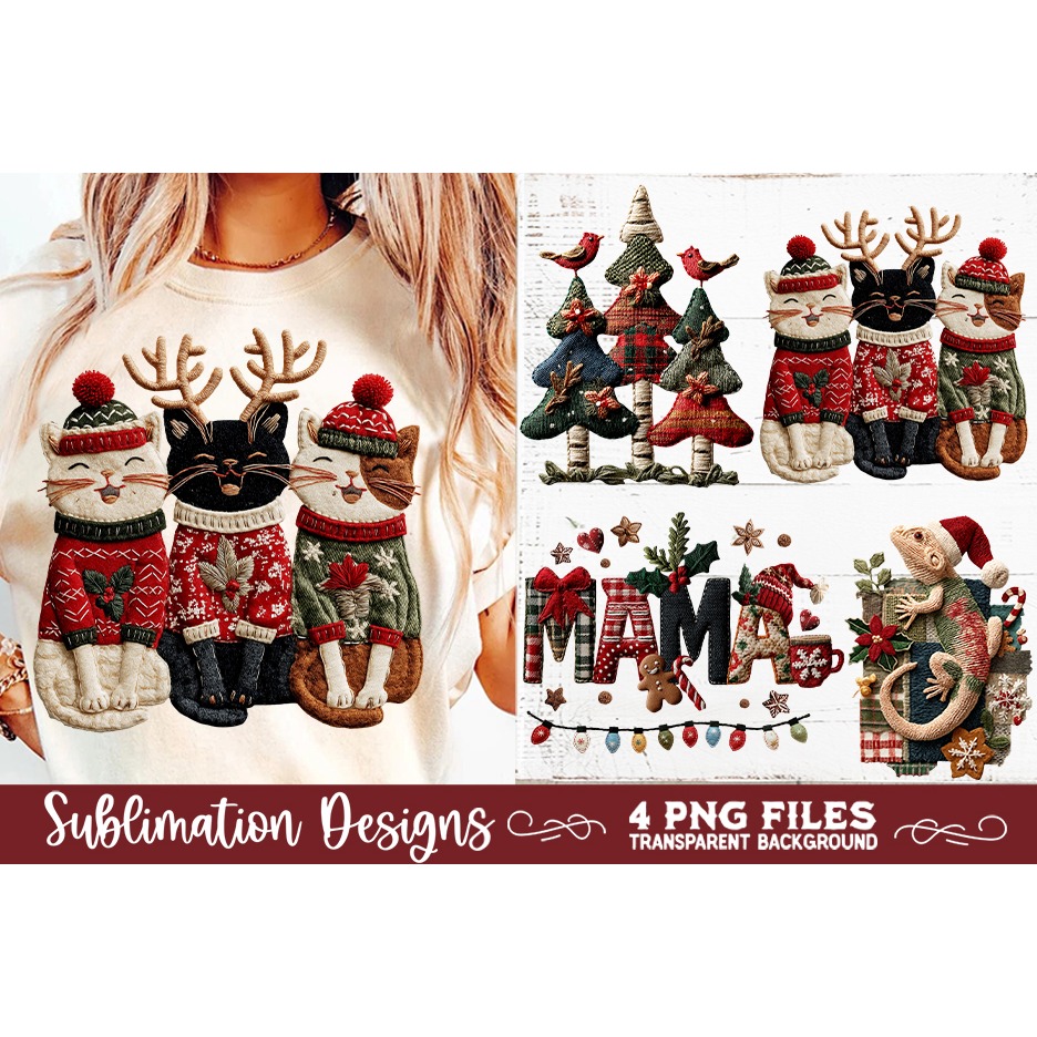 Preppy Rustic Christmas Patchwork Sublimation Designs (8) 5