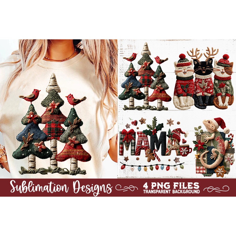 Preppy Rustic Christmas Patchwork Sublimation Designs (8) 6