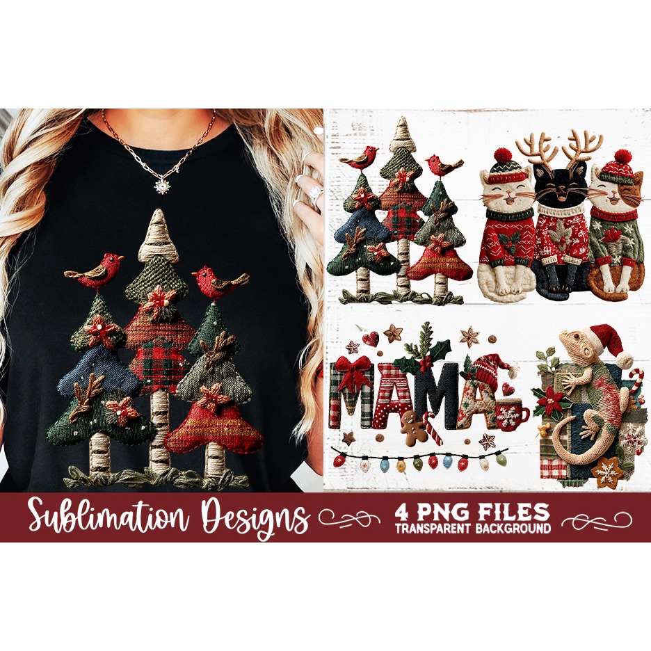 Preppy Rustic Christmas Patchwork Sublimation Designs (8) 7