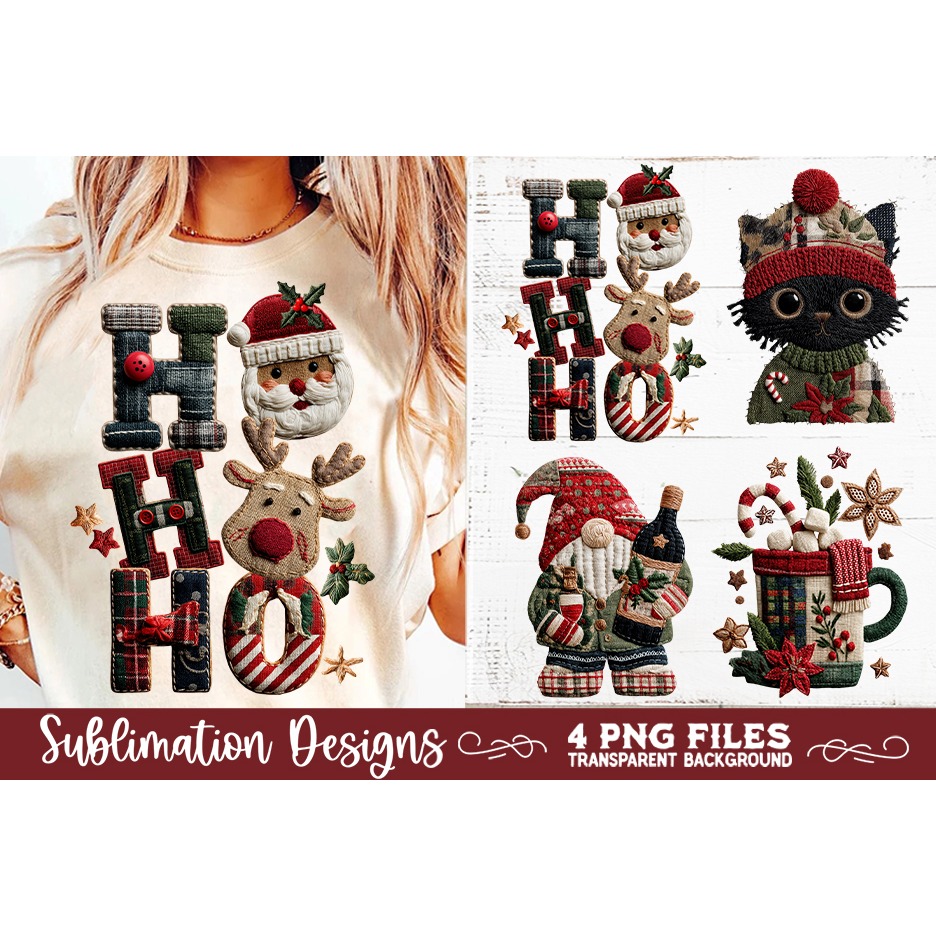Preppy Rustic Christmas Patchwork Sublimation Designs (9)