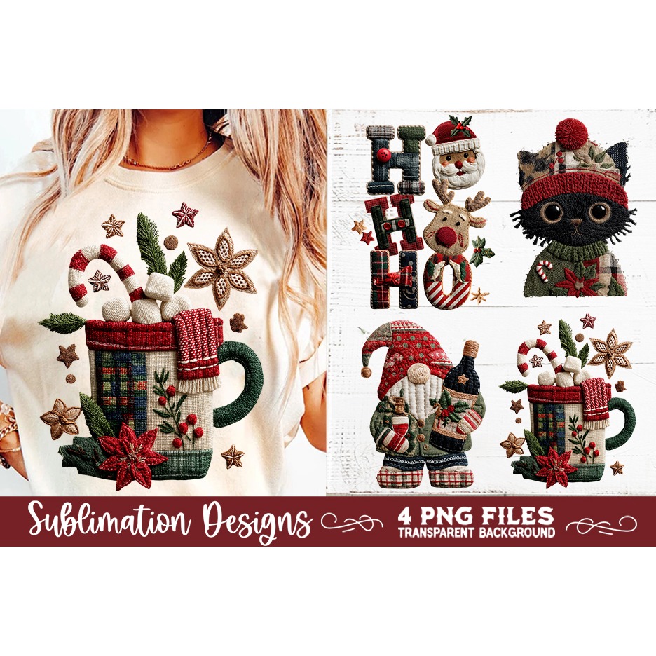 Preppy Rustic Christmas Patchwork Sublimation Designs (9) 3