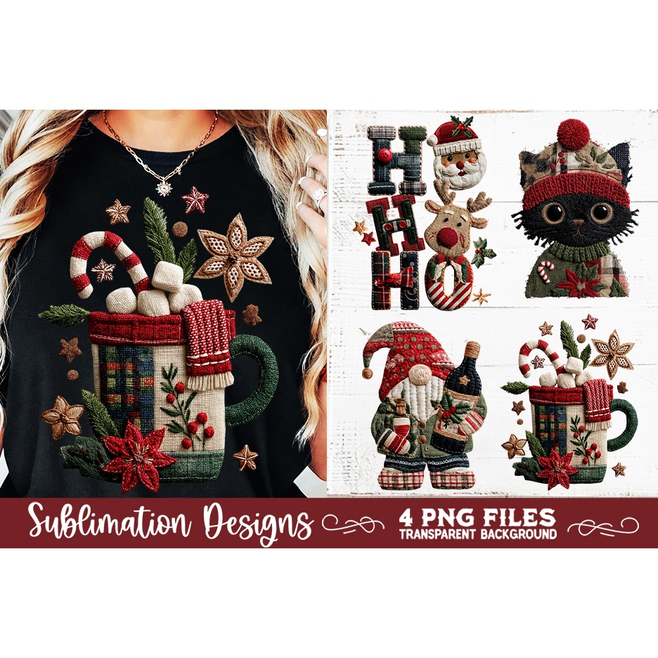Preppy Rustic Christmas Patchwork Sublimation Designs (9) 7