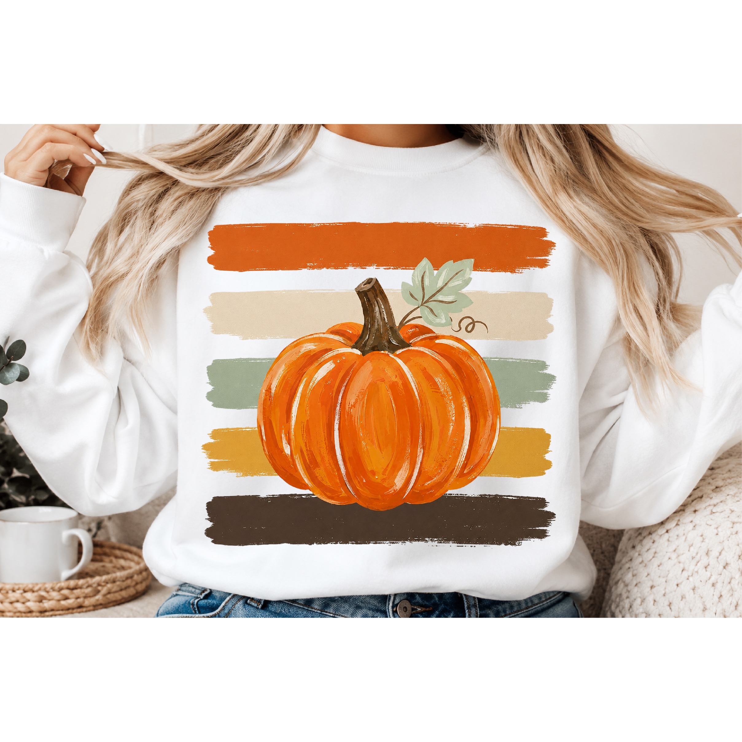 Preppy Striped Pumpkin PNG 2