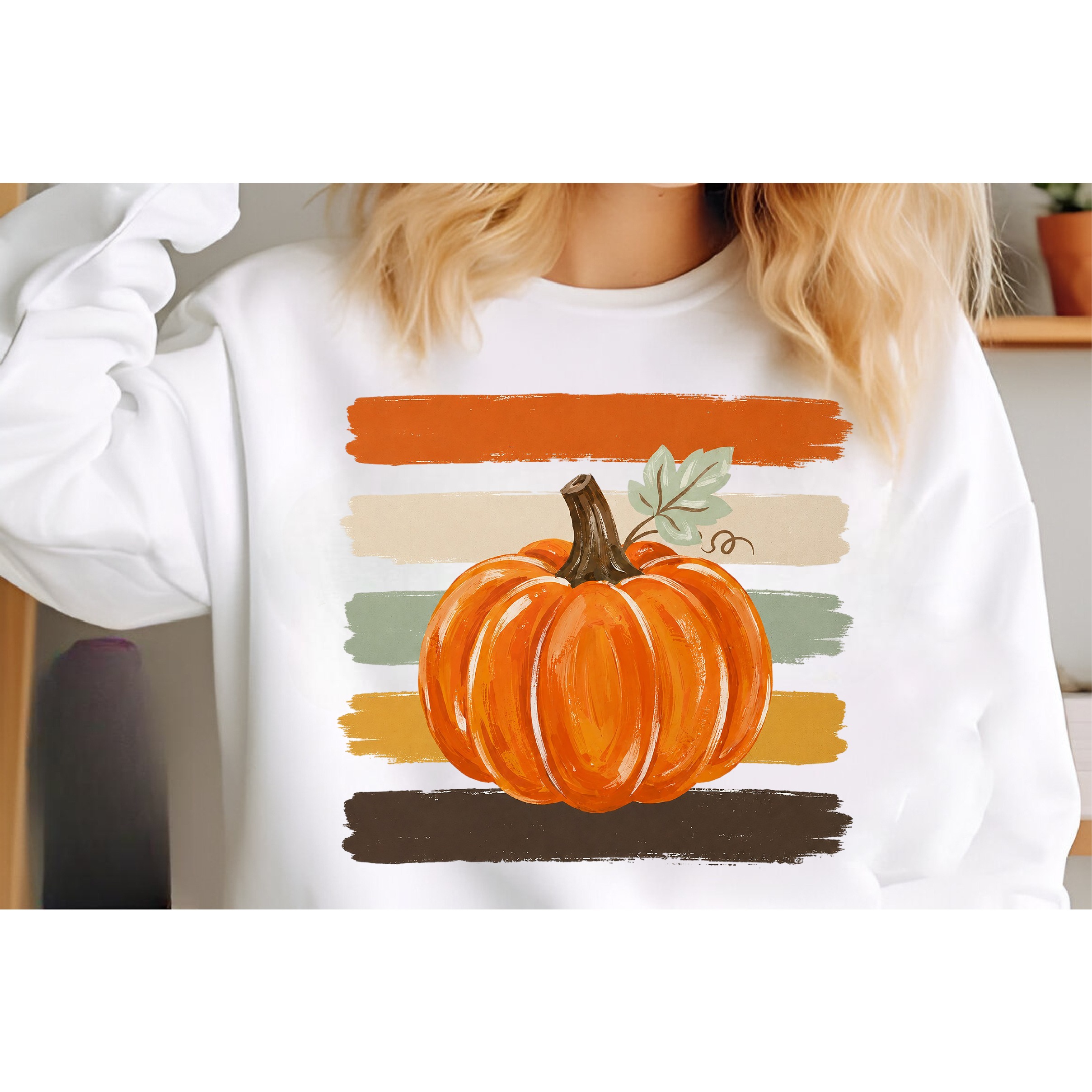 Preppy Striped Pumpkin PNG 3