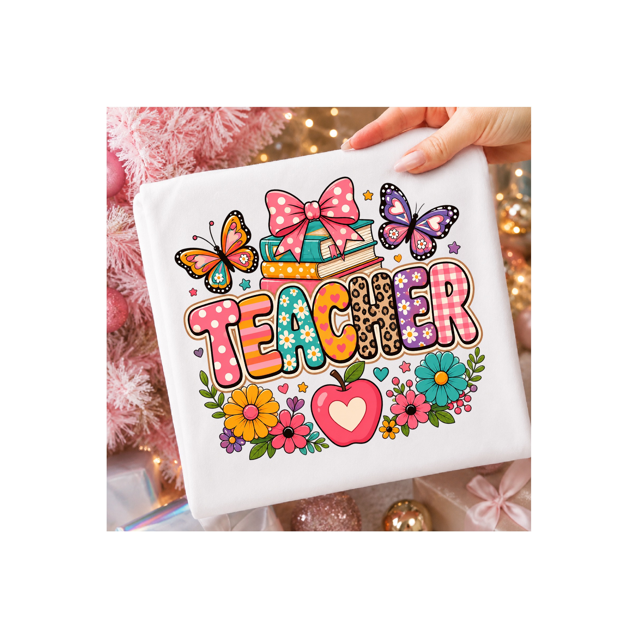 Preppy Teacher School Floral PNG 3