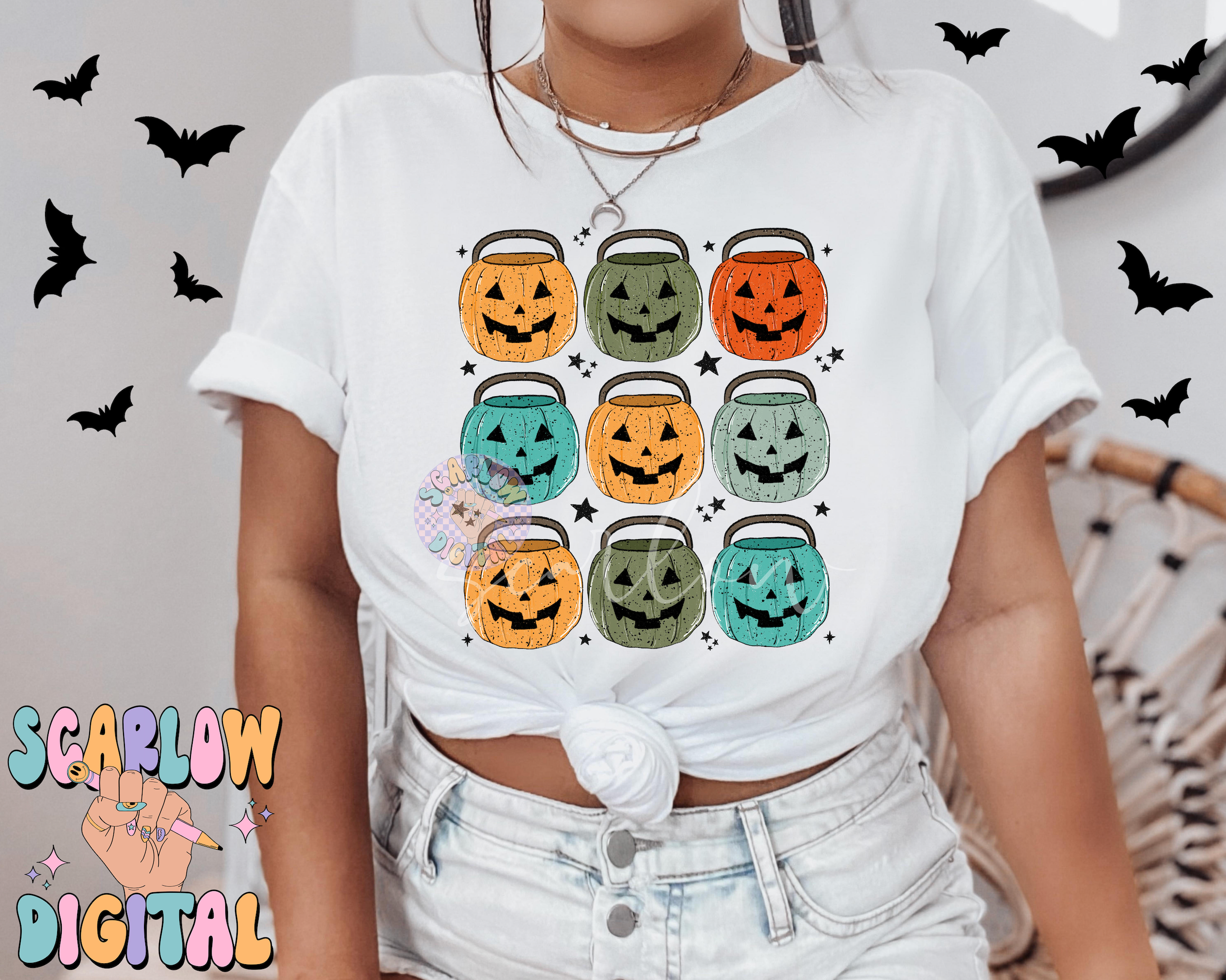 Pumpkin Buckets PNG-Halloween Sublimation Digital Design Download-boy halloween png, trick or treat png, fall png, fall halloween png design 2