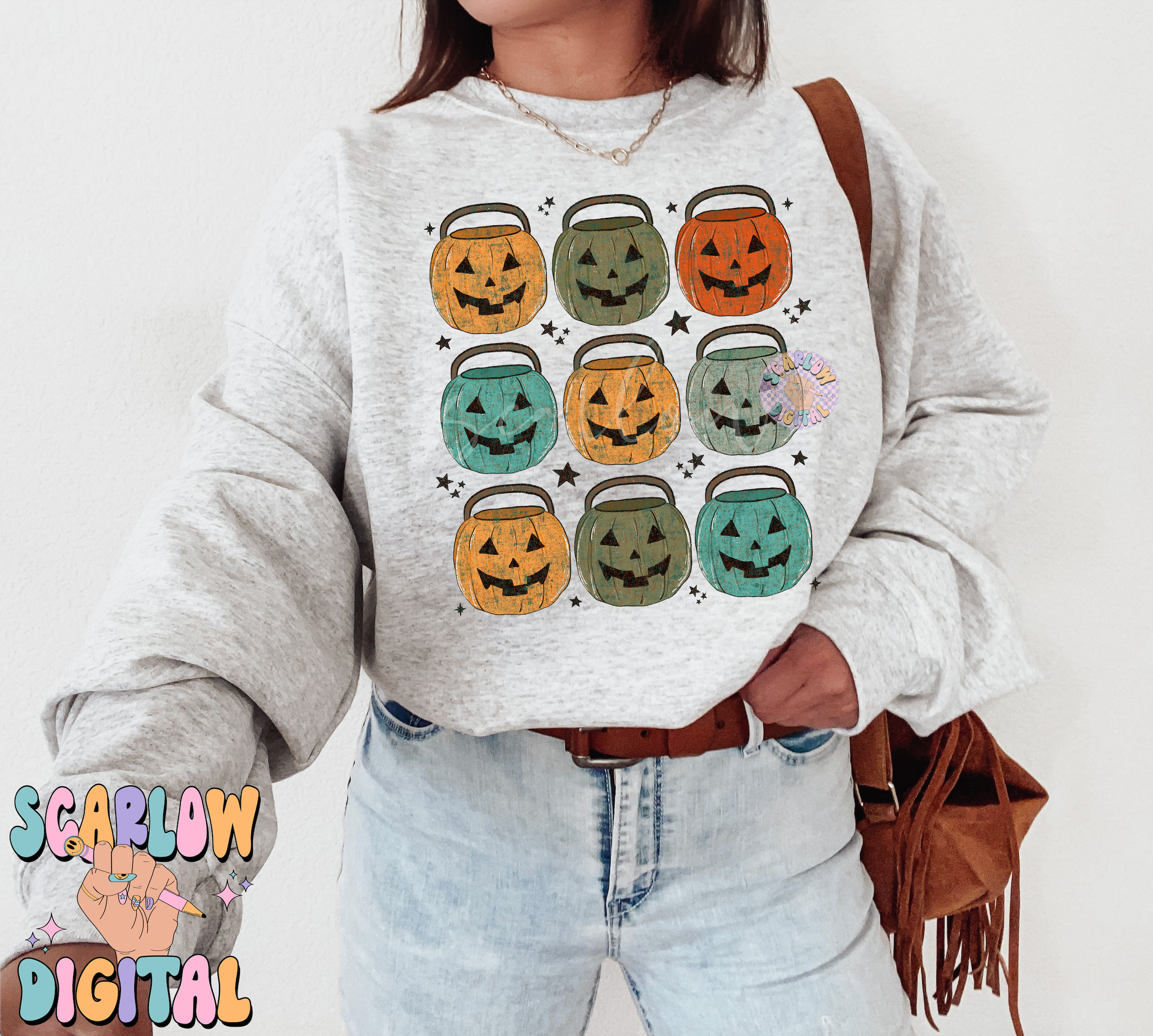 Pumpkin Buckets PNG-Halloween Sublimation Digital Design Download-boy halloween png, trick or treat png, fall png, fall halloween png design 3