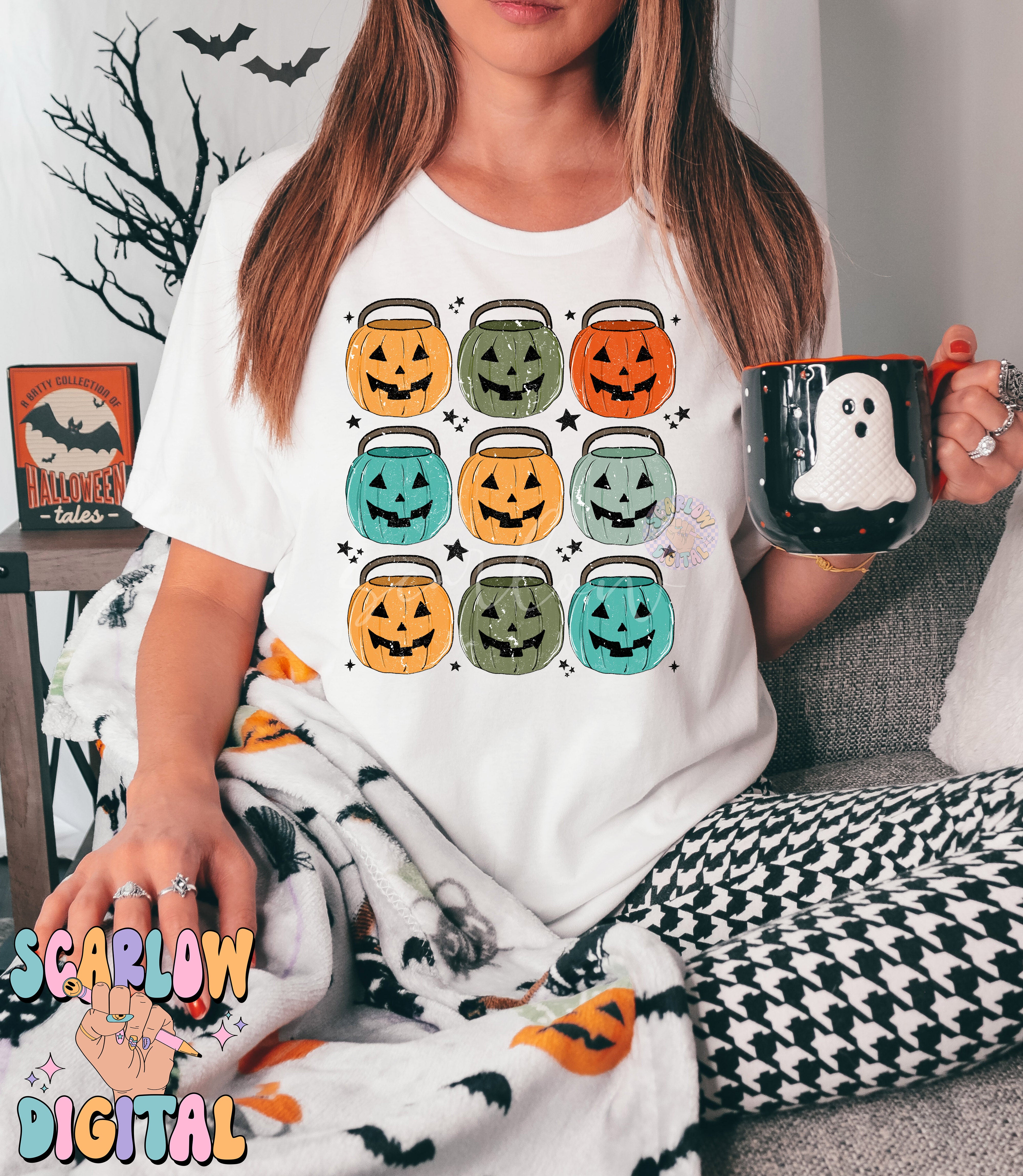Pumpkin Buckets PNG-Halloween Sublimation Digital Design Download-boy halloween png, trick or treat png, fall png, fall halloween png design 4