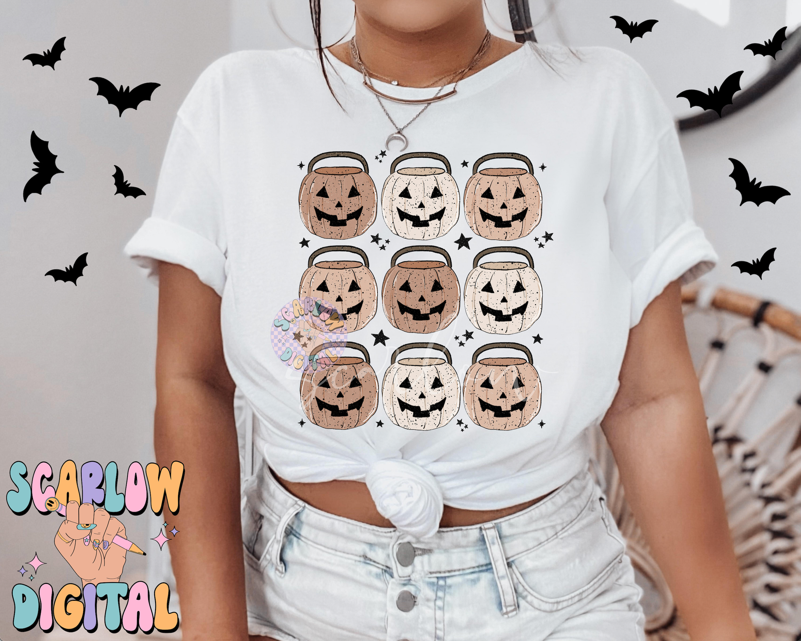 Pumpkin Buckets PNG-Halloween Sublimation Digital Design Download-neutral halloween png, trick or treat png, fall png, spooky png designs 3