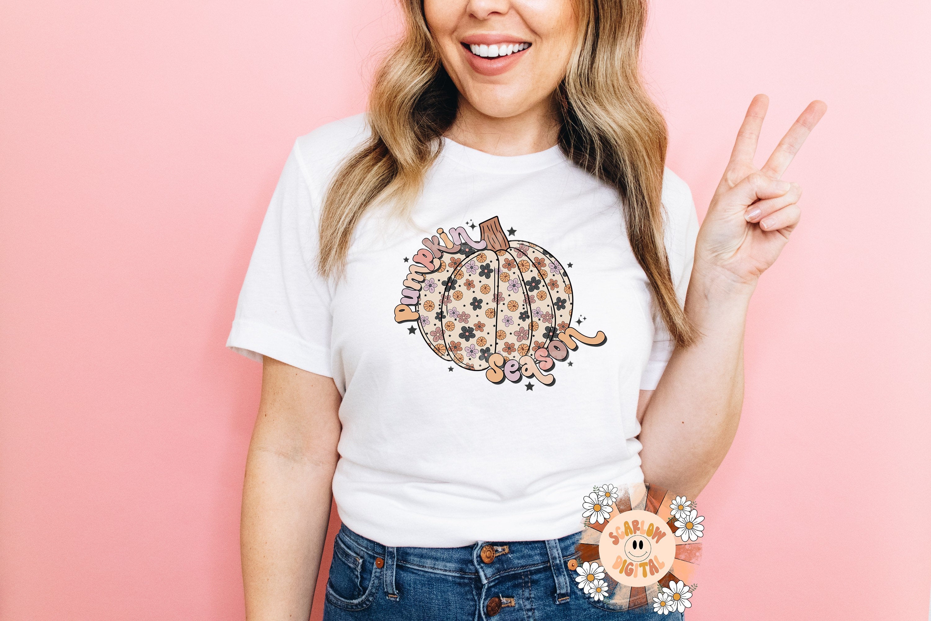 Pumpkin Season PNG-Fall Sublimation Digital Design Download-floral pumpkin png, fall florals png, boho pumpkin png, fall girl png designs 4