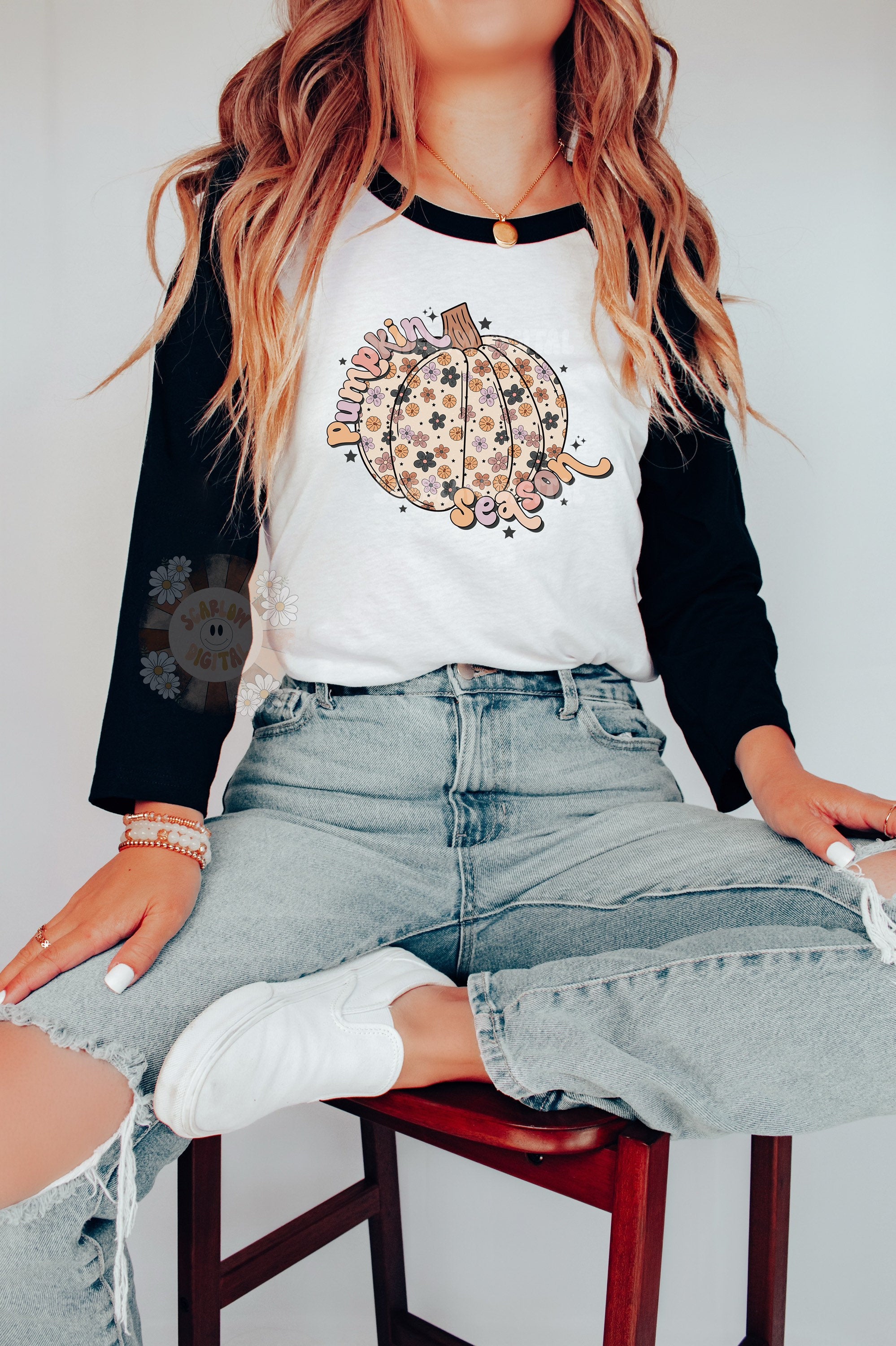 Pumpkin Season PNG-Fall Sublimation Digital Design Download-floral pumpkin png, fall florals png, boho pumpkin png, fall girl png designs 5